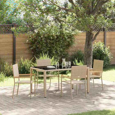 Garden Dining Set 5 pcs Beige Poly Rattan 3365392