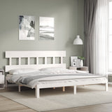 Bed Frame without Mattress White 200x200 cm Solid Wood Pine 3193617