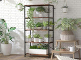 5-Tier Bookshelf, Industrial Bookcase with Metal Frame - Rustic Brown and Black T3398P423852