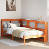 Bookcase Bed without Mattress Wax Brown 100x200 cm Solid Wood Pine 3324325