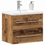 Bathroom Sink Cabinet with Drawer Wall-mounted 2 pcs Old Wood 3332542