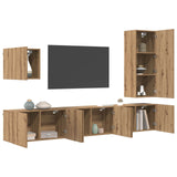 TV Wall Unit Wall-mounted 5 pcs Artisan Oak Engineered Wood 3402768