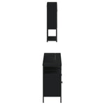 ZNTS 3 Piece Bathroom Furniture Set Black Engineered Wood 3214665