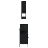 3 Piece Bathroom Furniture Set Black Engineered Wood 3214665