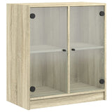 Side Cabinet with Glass Doors Sonoma Oak 68x37x75.5 cm 836422