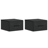 Wall-Mounted Bedside Cabinet 2 pcs Black 34.5 x 33 x 20 cm 898938