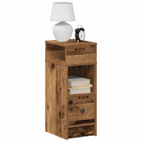 Bedside Cabinets 2 pcs with Drawer Old Wood 25x31x66 cm 858629