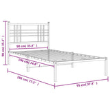 Metal Bed Frame without Mattress with Headboard White 90x190cm 376365