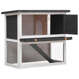 170831 Outdoor Rabbit Hutch 1 Door Grey Wood