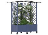 Raised Bed with Trellis and Roof Grey 122 x 40 x 144 cm PP 3423023