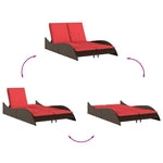 Sun Lounger with Cushions Brown 114x205x73 cm Poly Rattan 368294