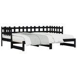 Pull-out Day Bed without Mattress Black 2x cm Solid Wood 840393