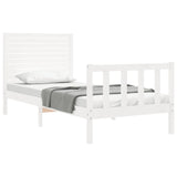 Bed Frame without Mattress White Single Solid Wood Pine 3193172