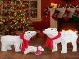 Set of 3 Lighted Polar Bear Family Christmas Decorations, Pre-lit Holiday Decor with 190 Warm White 26035753
