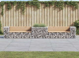 Garden Bench With Gabion Basket Natural wood and silver 3196245