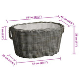 Firewood Basket with Carrying Handles 60x40x28 cm Grey Willow 286985