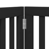 Dog Gate with Door Foldable 9 Panels Black 450 cm Poplar Wood 3155653