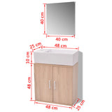 Three Piece Bathroom Furniture and Basin Set Beige 272228