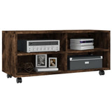 TV Cabinet with Castors Smoked Oak 90x35x35 cm Engineered Wood 815258