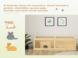 Wooden Hamster Cage with Sliding Tray, Openable Top, Hut for Syrian Hamster, Natural Wood Finish T3398P350085