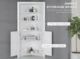 Triangle Bathroom Cabinet, Corner Bathroom Storage Unit with Cupboard and 3-Tier Shelves, Free T3398P344742