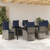 Garden Dining Set with Cushion 7 pcs Grey and Black Rattan 3380580