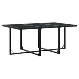 7 Piece Garden Dining Set with Cushions Black Poly Rattan 3295024