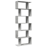 Room Divider Bookcase 6-Tier Concrete Grey 70x24x193 cm Engineered Wood 858087