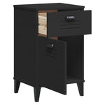 ZNTS Bedside Cabinet VIKEN Black Solid Wood Pine 374915