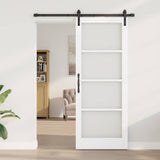 Sliding Door ORKDAL White 83 x 211 cm Solid Pine Wood and Glass 3331944