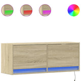 TV Wall Cabinet with LED Lights Sonoma Oak 100x31x35 cm 852364
