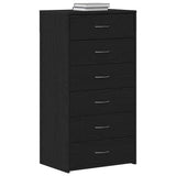 Sideboard with 6 Drawers Black Oak 50x34x96 cm Engineered Wood 862442