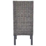 Dining Chairs 4 pcs Brown Kubu Rattan and Mango Wood 275467