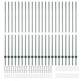 Embedded Fence Post 22 pcs Green 200 cm Powder-Coated Steel 3335924