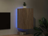 TV Wall Cabinet with LED Lights Sonoma Oak 30.5x35x70 cm 837236