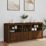 Sideboard with LED Lights Brown Oak 162x37x67 cm 3209001
