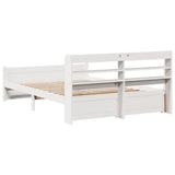 Bed Frame White Solid pine wood Double Double Bed Frame 3306761