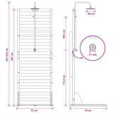 Outdoor Shower 225 cm Solid Pine Wood and Stainless Steel 886348