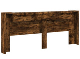 Storage Headboard with LED Smoked Oak Engineered Wood 3418684