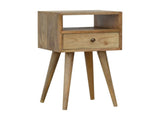 Solid Wood Mini Oak-ish Bedside, 1 Drawer and Open Slot, Brown B2743P402923