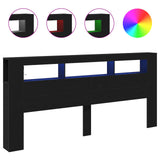 LED Headboard Black Oak 220 x 18.5 x 103.5 cm Engineered Wood 863117