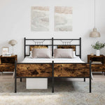 Bed Frame without Mattress Smoked Oak 137x190 cm Engineered Wood 4106925