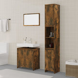 3 Piece Bathroom Furniture Set Smoked Oak Engineered Wood 3152719