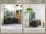 Raised Bed for Garden with Trellis, Galvanised Planter Box with Diamond Pattern, Drainage Holes for T3398P315991
