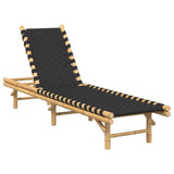 Sun Lounger with Black Woven Webbing 55x200x30 cm Bamboo 4108233