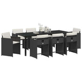 Garden Dining Set 9 pcs Black Poly Rattan 3380688