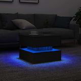 Coffee Table with LED Lights Black Oak 50x50x40 cm 862257