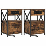 Bedside Cabinet with Drawer 2 pcs Smoked Oak 40 x 31 x 60 cm 859495