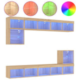 8 Piece TV Wall Units with LED Sonoma Oak Engineered Wood 3216670