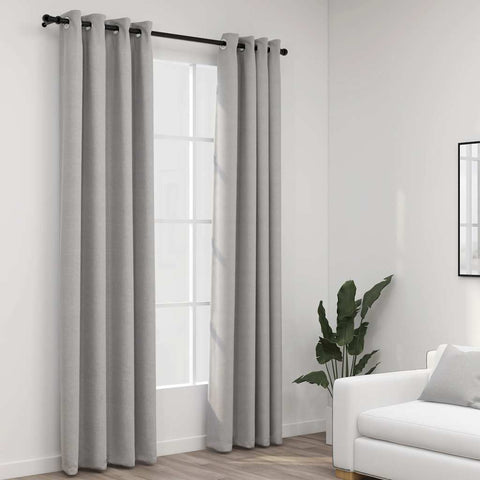 ZNTS Linen-Look Blackout Curtains with Grommets 2pcs Grey 140x245cm 321170